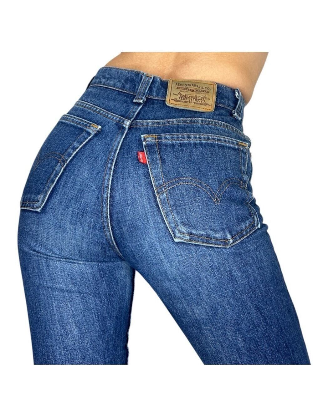 VTG 80s 90s Levis slim straight high rise raw hem Talon zipper ankle jeans 25